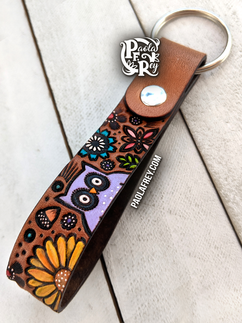 Enchanted Loop Leather Keychain - Dragonfly, Owl, Mushrooms