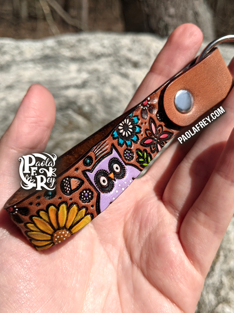 Enchanted Loop Leather Keychain - Dragonfly, Owl, Mushrooms