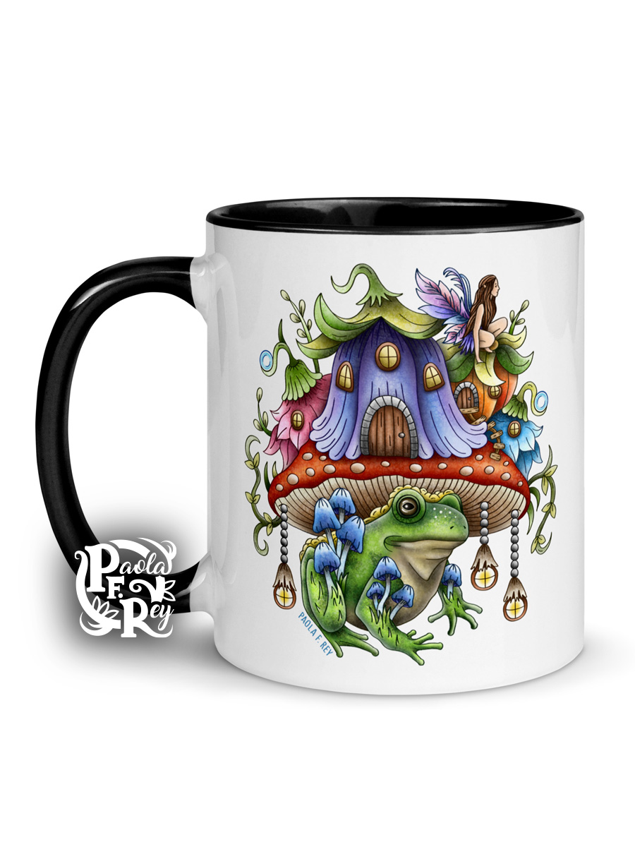 Frog & mushroom mug, handmade ceramic tea cup, toadstool fairy mug 250ml. -  Shop LekaCeramics Mugs - Pinkoi